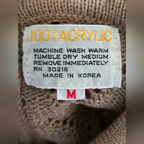 Vintage Elegant Acrylic Tan Sweater - Picture 7 of 7